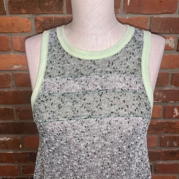 Free People Gray Knit Tunic Tank With Green Trim Size Small - Picture 4 of 5